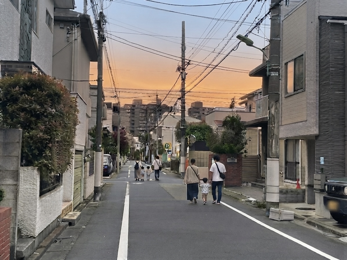 鵜の木駅の住宅街の夕焼け