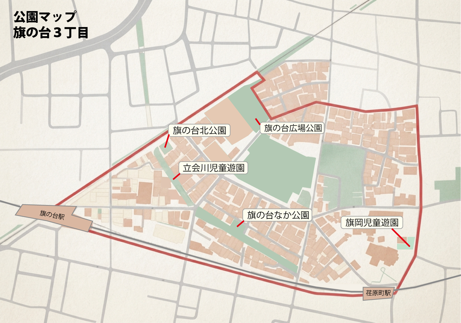 旗の台３丁目の公園マップ