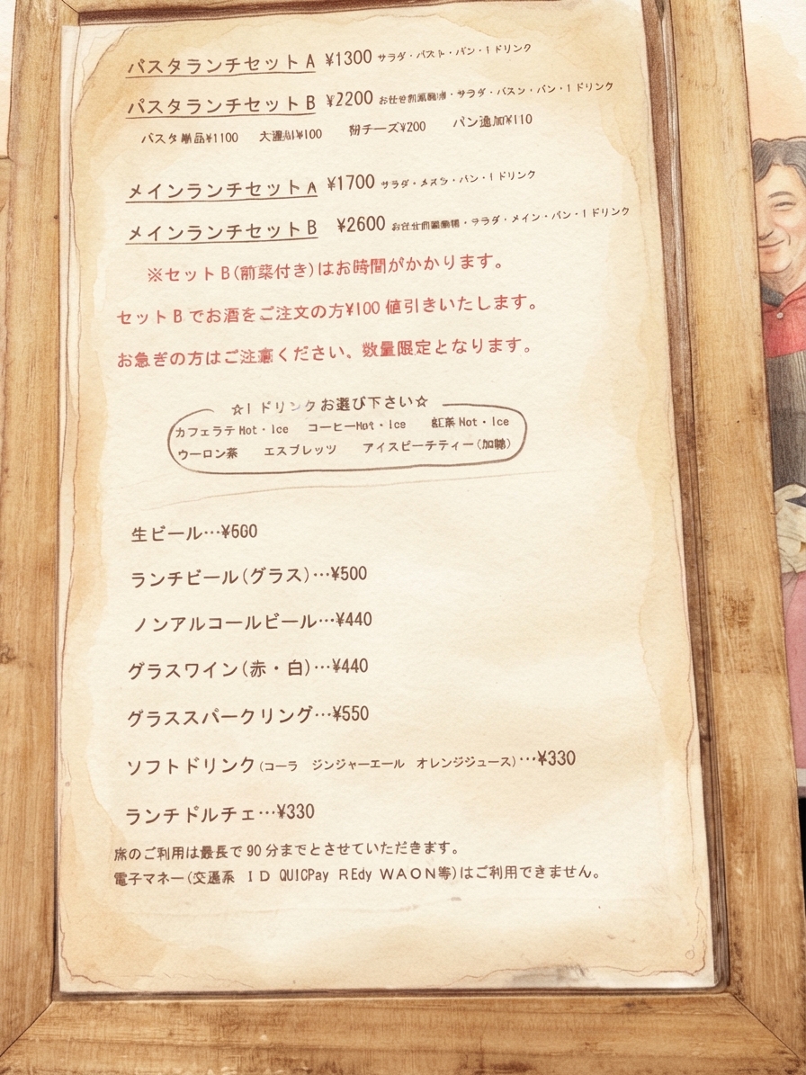 オステリアRana メニュー
