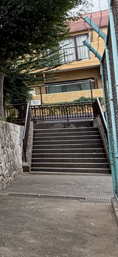 石垣と手すり付きの階段