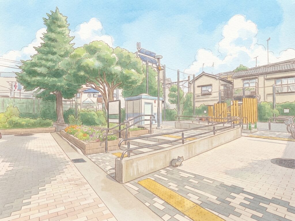 旗の台北公園の全景のイラスト