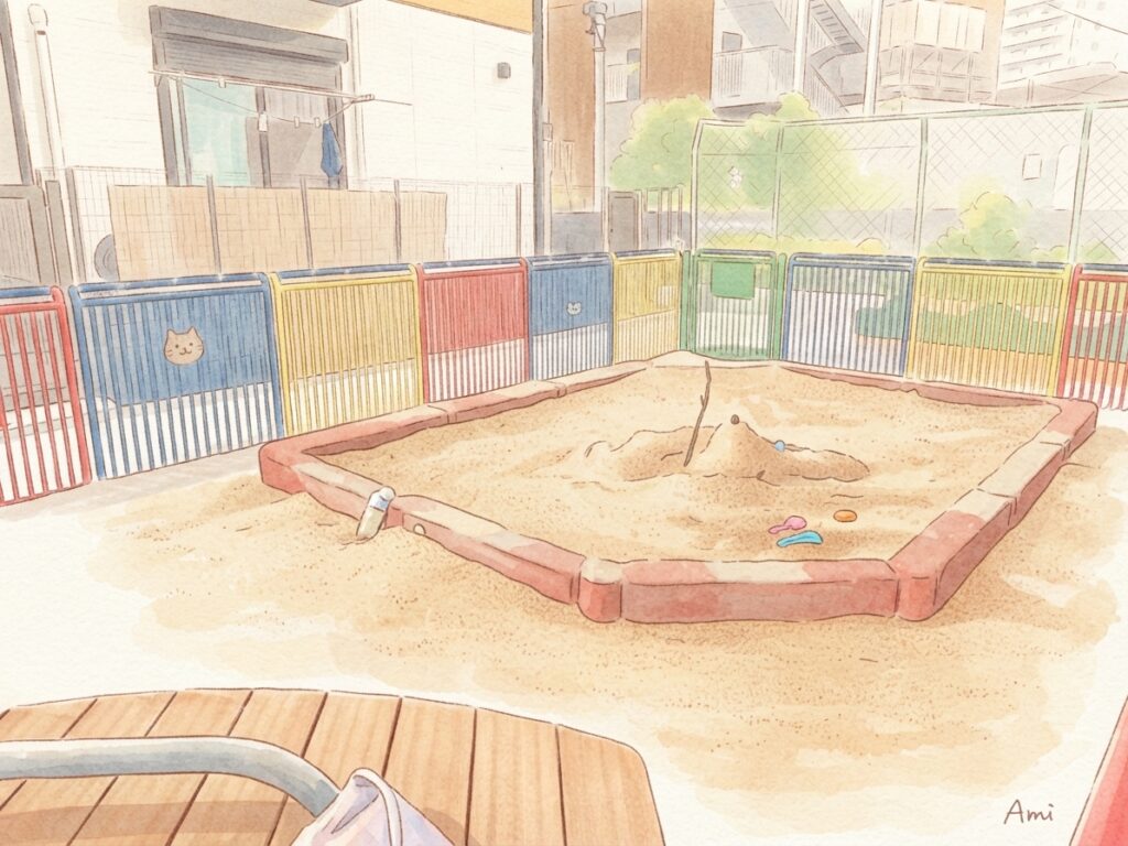 旗の台北公園の砂場のイラスト