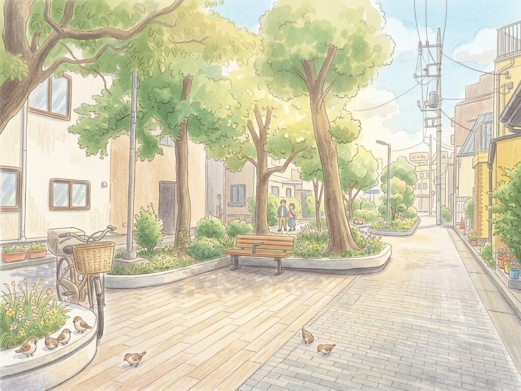 立会川児童遊園（その3）の緑道のイラスト